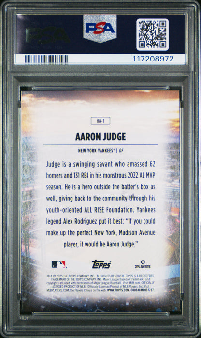 Aaron Judge 2025 Topps Home Field Advantage SSP PSA 9