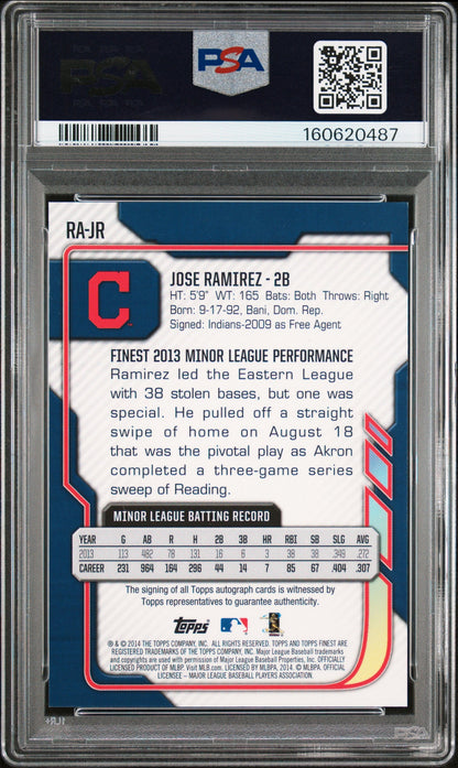 Jose Ramirez RC 2014 Topps Finest Rookie Auto PSA 8
