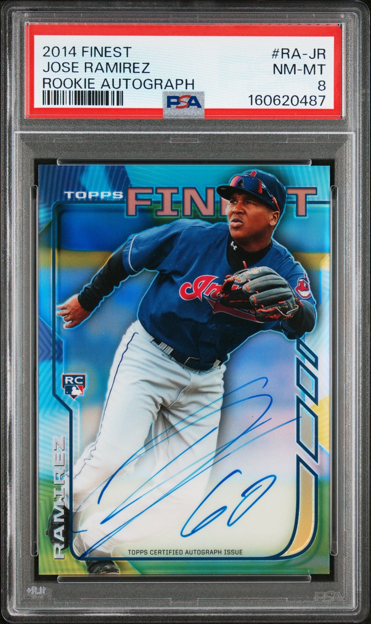 Jose Ramirez RC 2014 Topps Finest Rookie Auto PSA 8