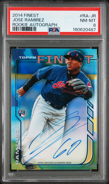 Jose Ramirez RC 2014 Topps Finest Rookie Auto PSA 8