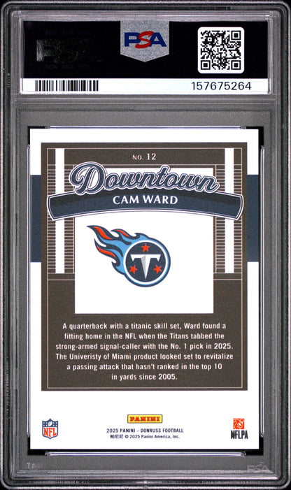 Cam Ward 2025 Panini Donruss Downtown #12 PSA 10