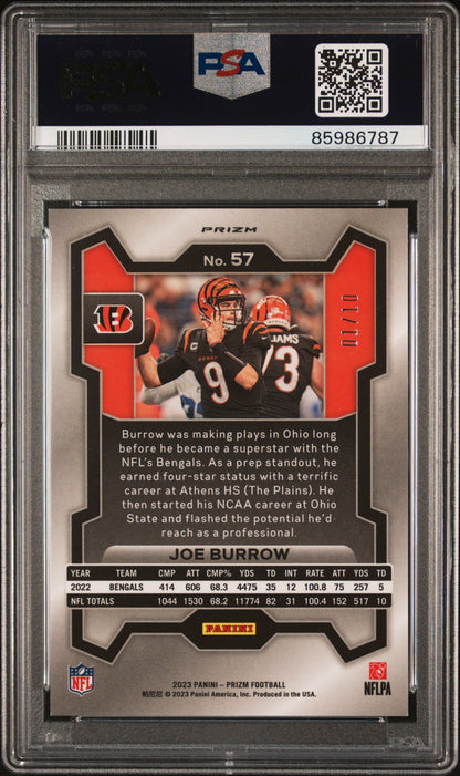 Joe Burrow 2023 Panini Prizm Gold Shimmer 1/10 #57 PSA 8