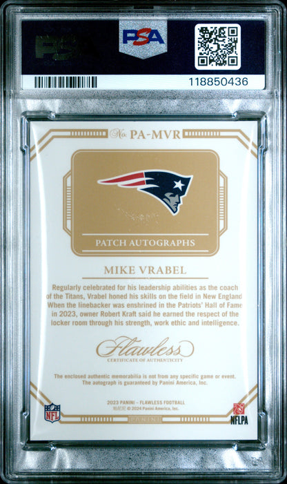 Mike Vrabel 2023 Panini Flawless Patch Autographs 11/25 #PAMVR PSA 9