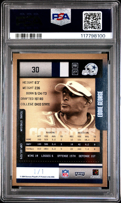 Eddie George 2004 Playoff Contenders Championship Ticket 1/1 #30 PSA 8