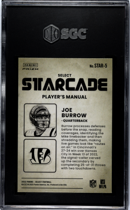 Joe Burrow 2022 Panini Select Starcade #STAR-5 SGC 10
