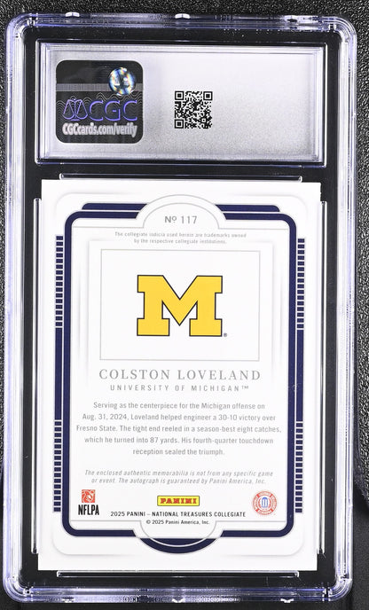 Colston Loveland 2025 Nat'l Treasures Collegiate College Silhouettes Signatures 28/99 #117 CGC 10