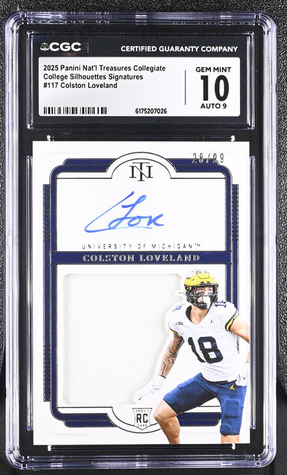 Colston Loveland 2025 Nat'l Treasures Collegiate College Silhouettes Signatures 28/99 #117 CGC 10