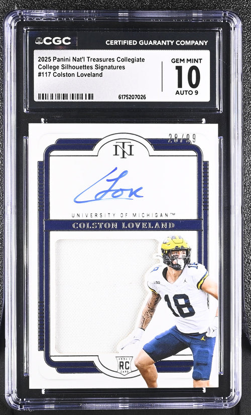 Colston Loveland 2025 Nat'l Treasures Collegiate College Silhouettes Signatures 28/99 #117 CGC 10