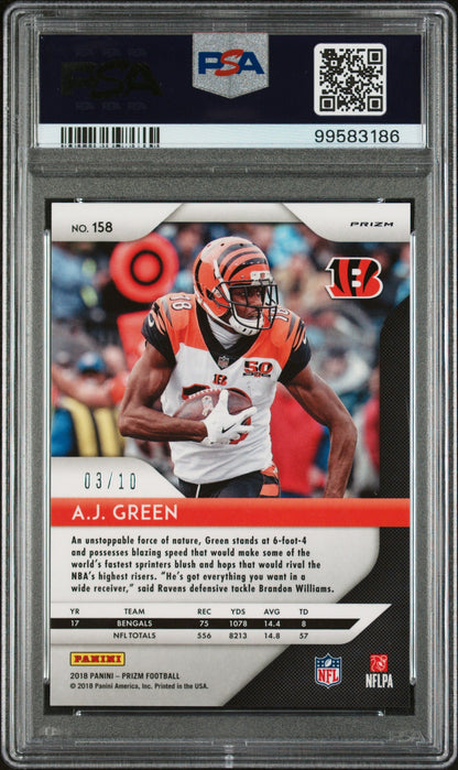 A.J. Green 2018 Panini Prizm Gold Prizm 3/10 #158 PSA 10