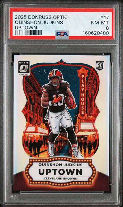 Quinshon Judkins 2025 Panini Donruss Optic Uptown #17 PSA 8