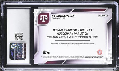 KC Concepcion Orange 17/25 2025 Bowman University Sapphire Chrome Prospect Autographs #BCA-KCO CGC 10 Auto 10