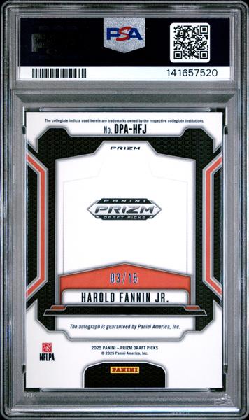 Harold Fannin Jr. 2025 Panini Prizm Draft Picks Autographs Gold Shimmer 3/15 #DPA-HFJ PSA 10