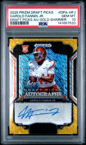 Harold Fannin Jr. 2025 Panini Prizm Draft Picks Autographs Gold Shimmer 3/15 #DPA-HFJ PSA 10