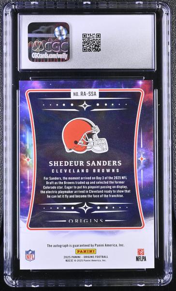 Shedeur Sanders Orange 31/75 2025 Origins Rookie Autographs #RA-SSA CGC 9 Auto 10