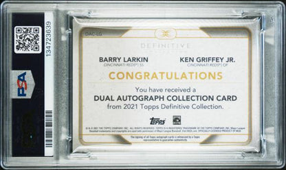 Barry Larkin/Ken Griffey Jr. 2021 Topps Definitive Dual Autograph Collection 5/35 #DAC-LG PSA 10