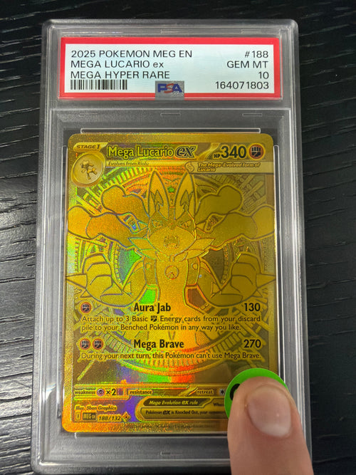 2025 POKEMON MEG EN MEGA LUCARIO EX MEGA HYPER RARE #188 PSA GEM MINT 10