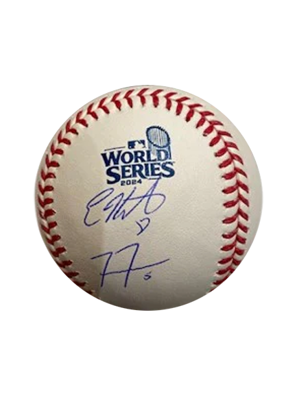 Freddie Freeman & Kiké Hernandez Dual Autographed 2024 WS Logo Baseball