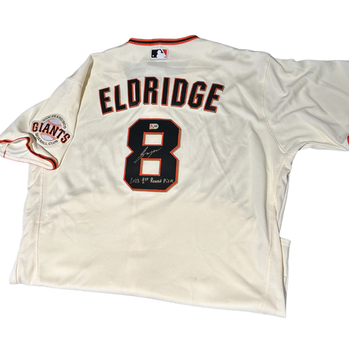 Bryce Eldridge Autographed "2023 1st Round Pick" Cream San Francisco Giants Authentic Jersey
