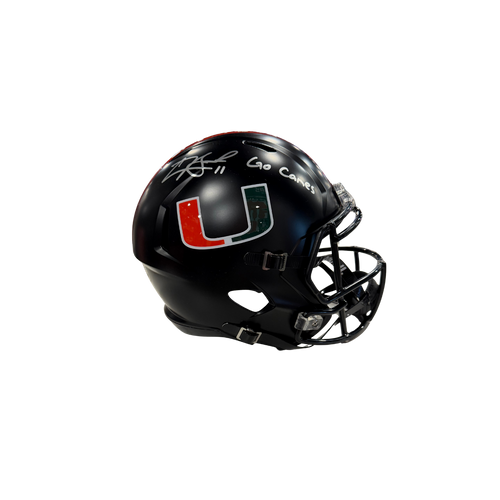Carson Beck Autographed Go Canes Miami Hurricanes Black Full-Size Replica Helmet