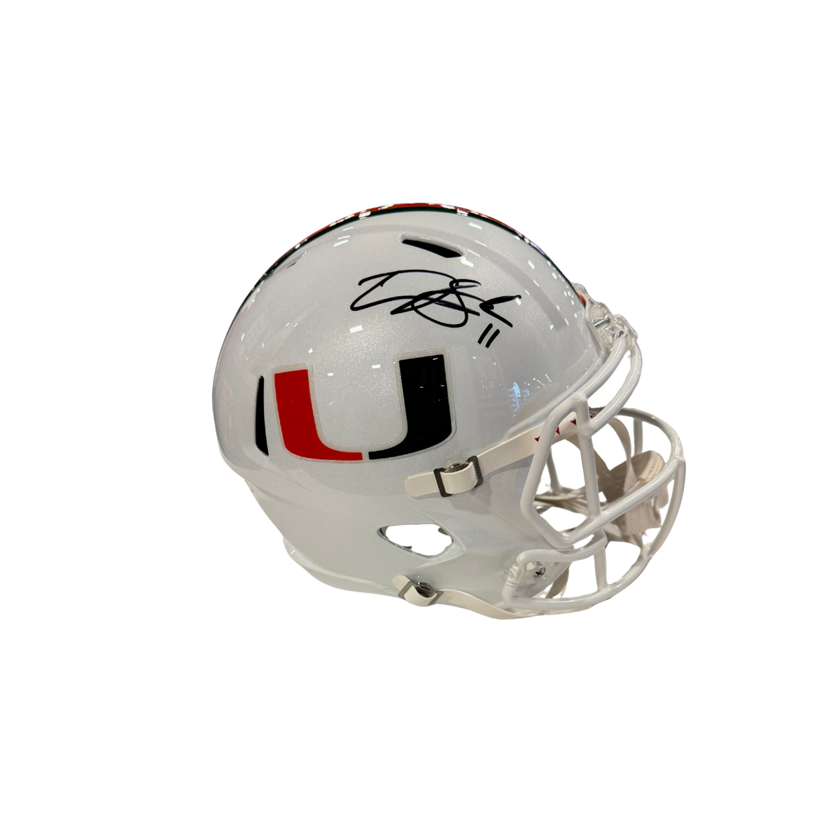 Carson Beck Autographed Miami Hurricanes White Replica Helmet