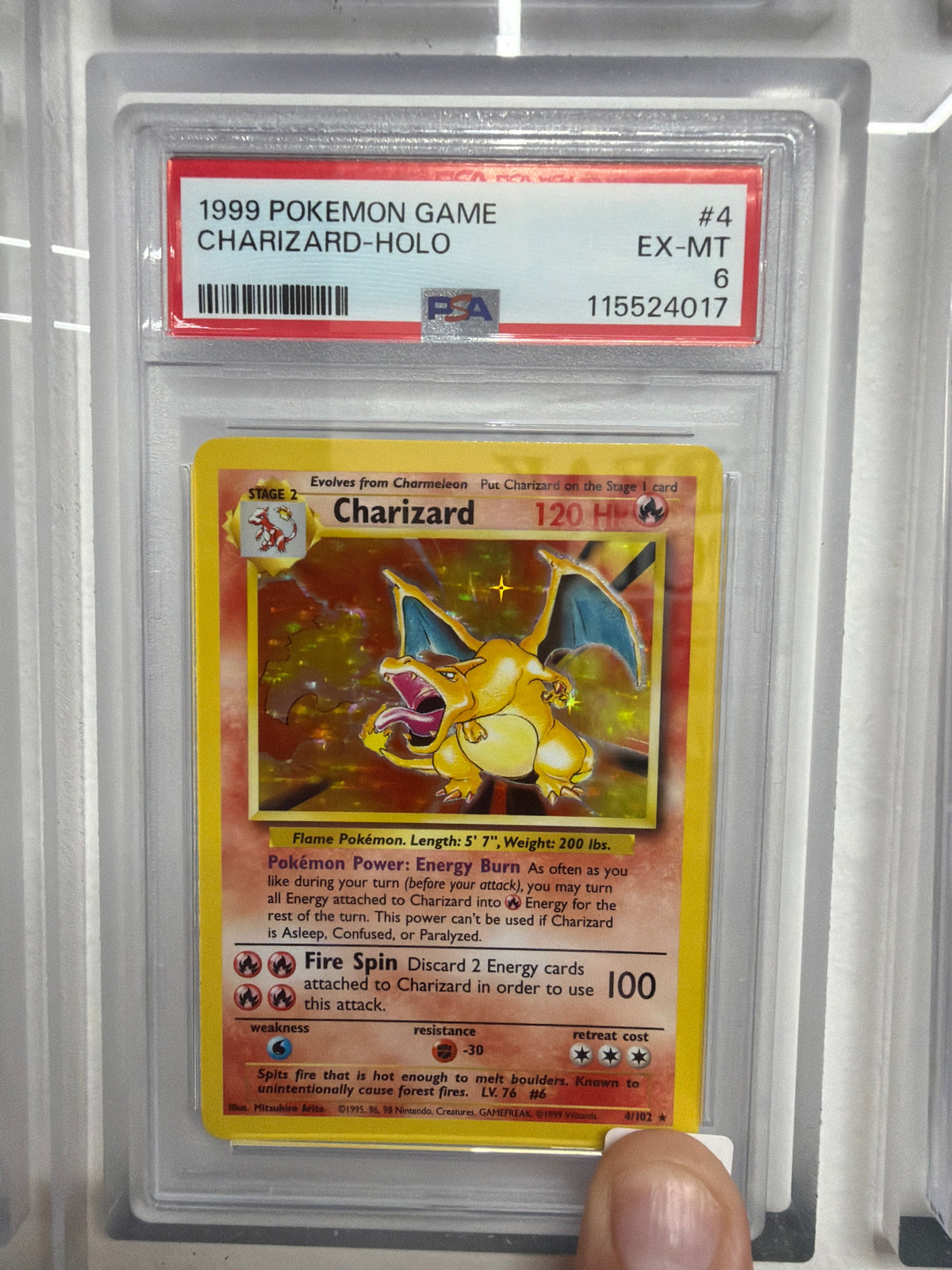 1999 POKEMON GAME CHARIZARD HOLO #4 PSA EX-MI