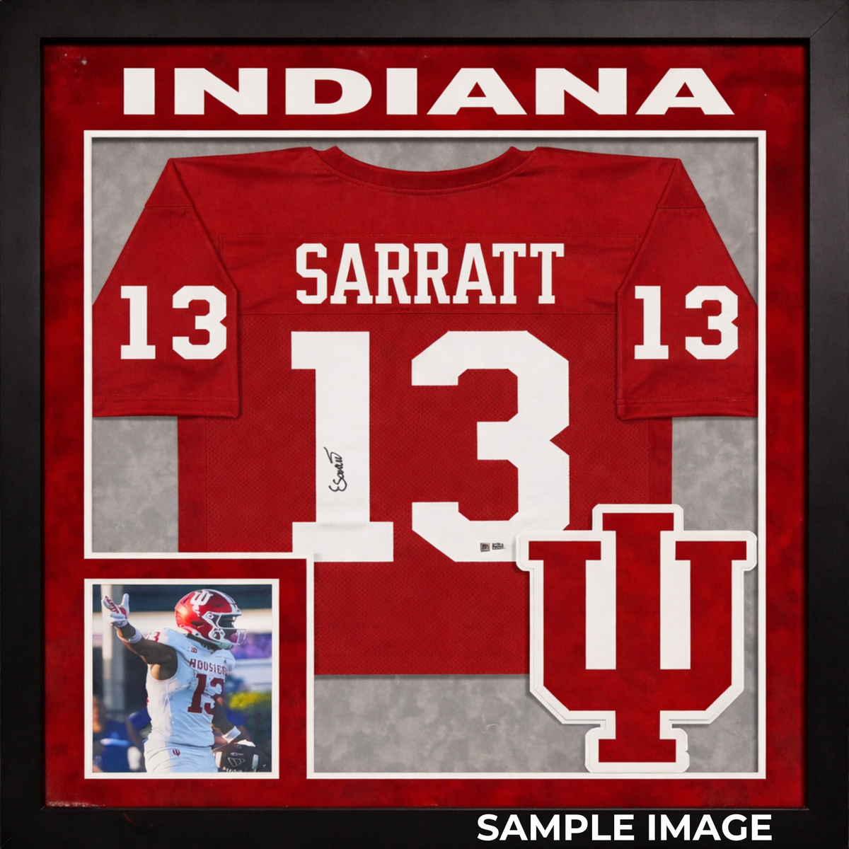 Framed Elijah Sarratt Autographed Red Custom Jersey