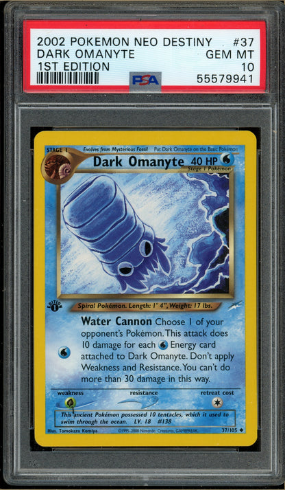 Pokémon - Dark Omanyte Neo Destiny 1st Edition #37 PSA 10