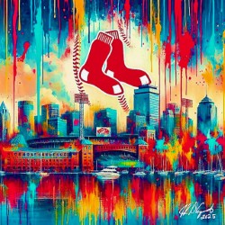 Boston Red Sox Lithograph framed on Canvas 24 x 24 - 1 of 25