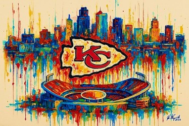 Kansas City Chiefs Cityscape Artwork Lithograph 16x20