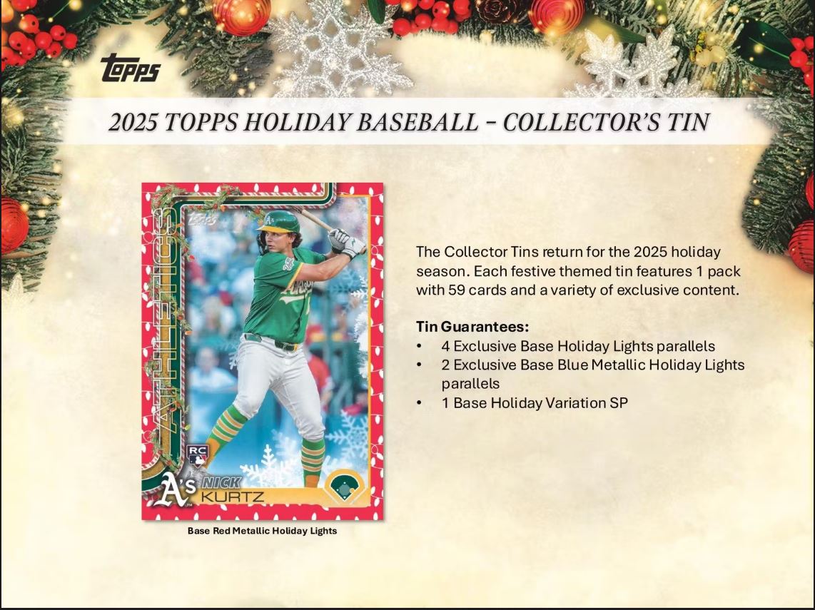 2025 Topps Holiday Baseball Tin 3-Pack Case (set of 5)