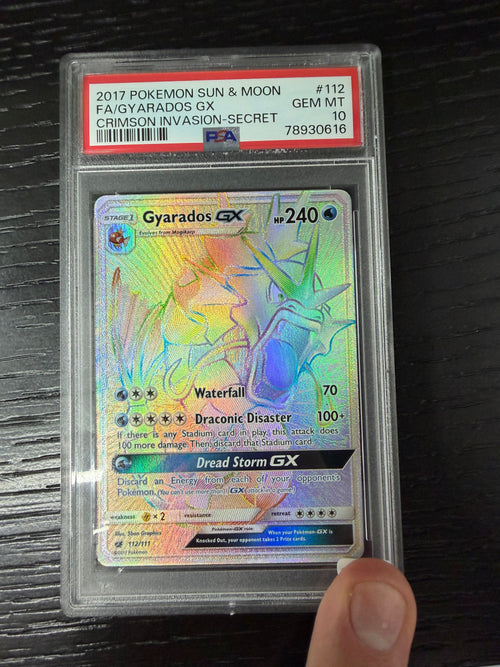 2017 POKEMON SUN AND MOON GYRADOS GX CRIMSON INVASION SECRET #112 PSA GEM MINT 10