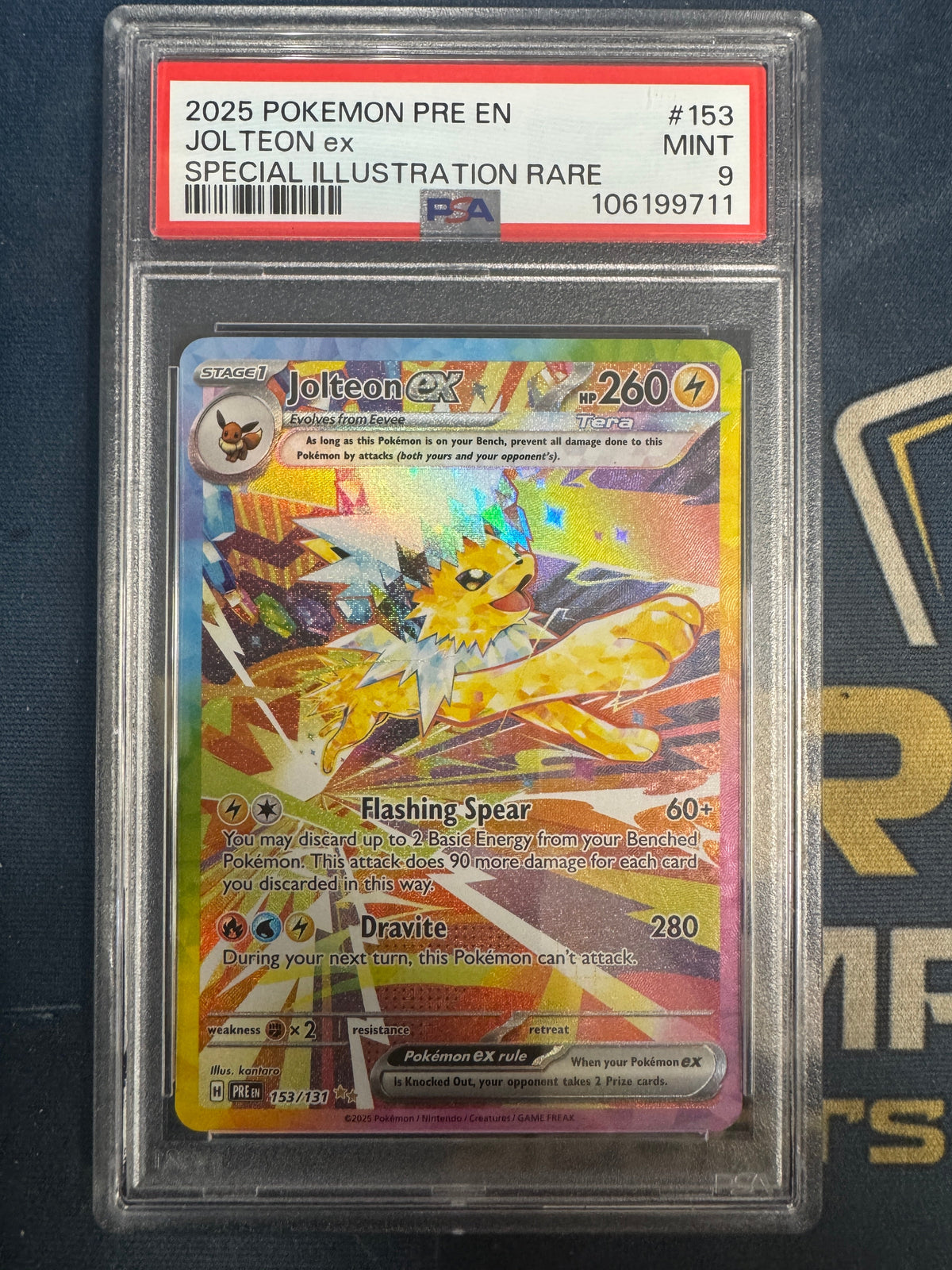 2025 Pokemon Prismatic Evolutions #153 Jolteon Ex SIR PSA 9