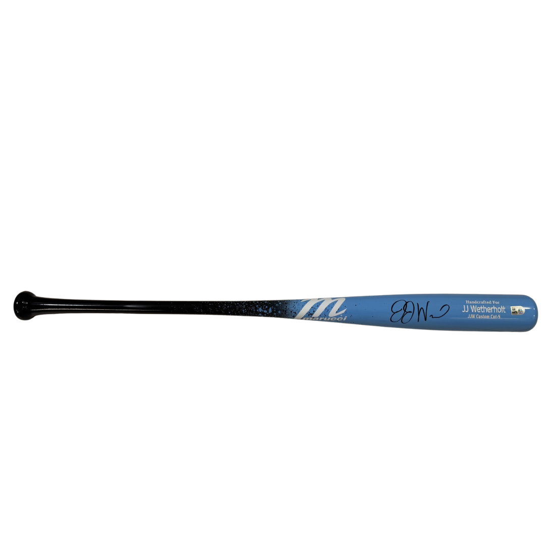 JJ Wetherholt Autographed Blue Game Model Marucci Bat