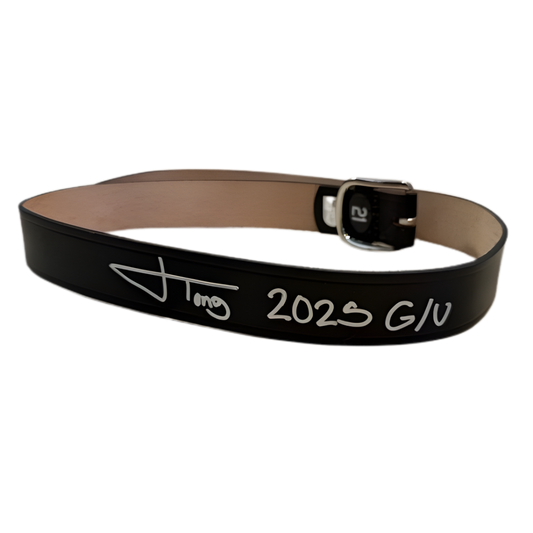 Jonah Tong Autographed Game Used Black Leather Belt (Jonah Tong's Personal Collection)