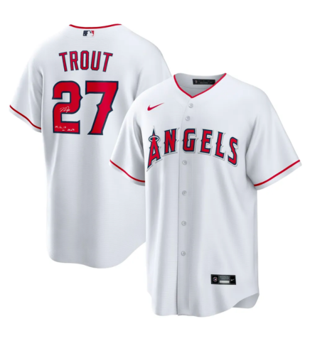 Mike Trout Autographed "141619 AL MVP" Angels White Replica Jersey