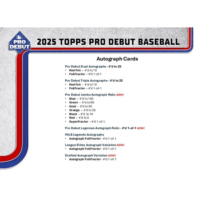 2025 Topps Pro Debut Baseball Hobby Jumbo 8-Box Case
