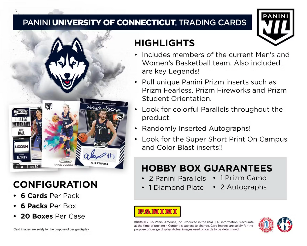 2024/25 Panini UConn Collegiate Basketball Hobby Box