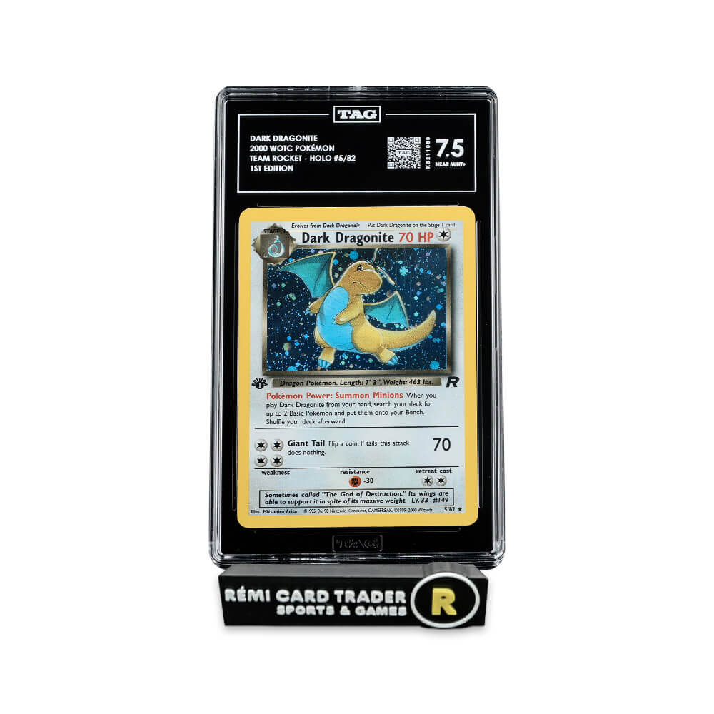 POKÉMON 2000 DARK DRAGONITE (TEAM ROCKET 1ST EDITION) #5 TAG NEAR MINT+ 7.5