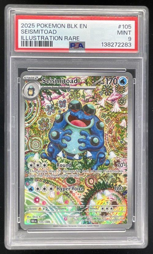 2025 Pokemon Black Bolt #105/086 Seismitoad Illustration Rare PSA 9