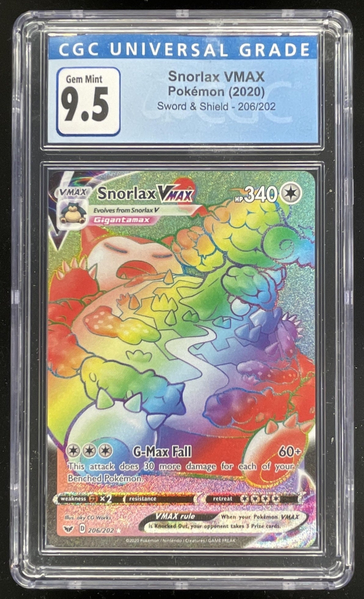 2020 Pokemon Sword & Shield #206/202 Snorlax VMAX CGC 9.5