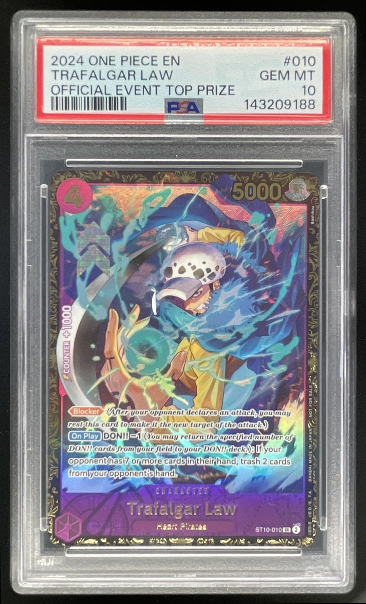 2024 One Piece Official Event top Prize #ST10-10 Trafalgar Law PSA 10