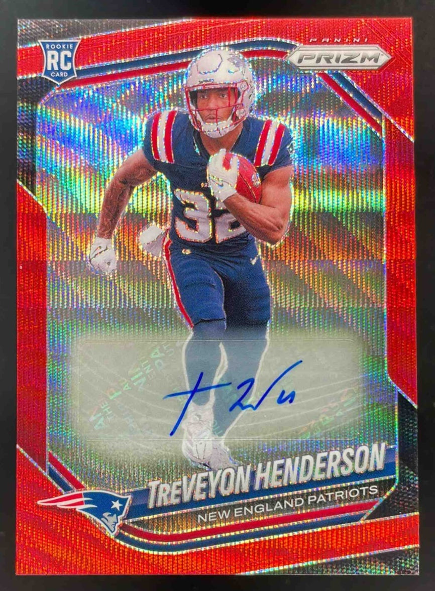 2025 Panini Prizm Rookie Red Wave Prizm #343 TreVeyon Henderson RC Auto /149