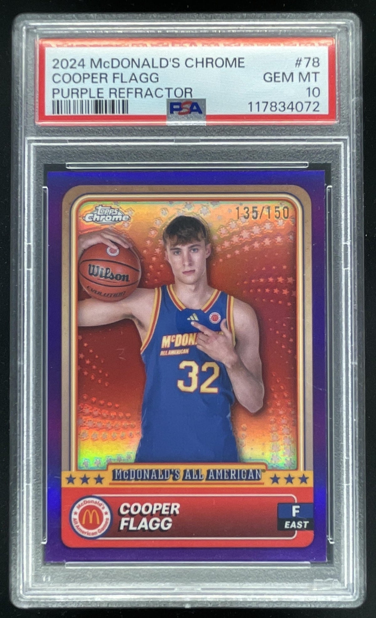 2024 Topps Chrome McDonald's All-American Purple #78 Cooper Flagg /150 PSA 10