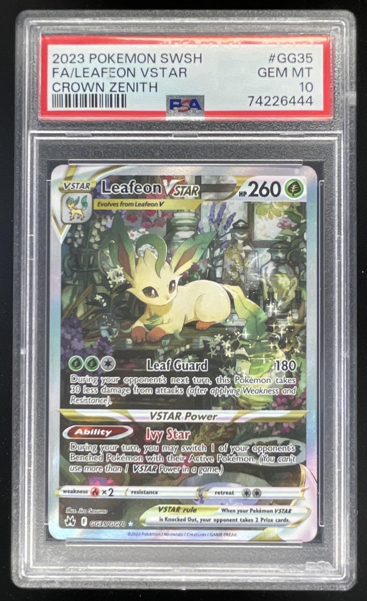 2023 Pokemon Sword & Shield Crown Zenith Galarian #GG35/GG70 Leafeon VST PSA 10