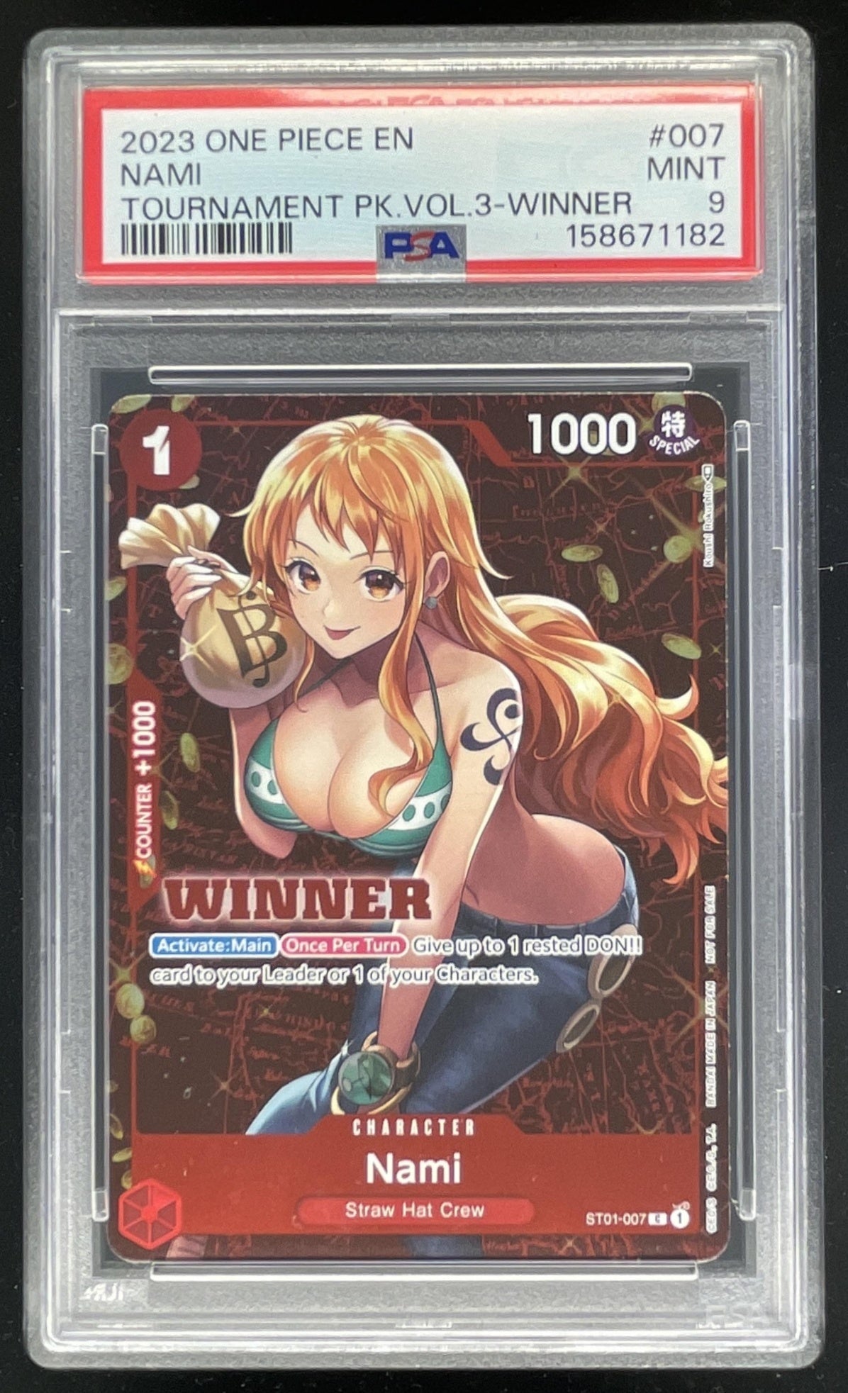 2023 One Piece #007 Nami Tournament Pack Vol. 3 Winner PSA 9