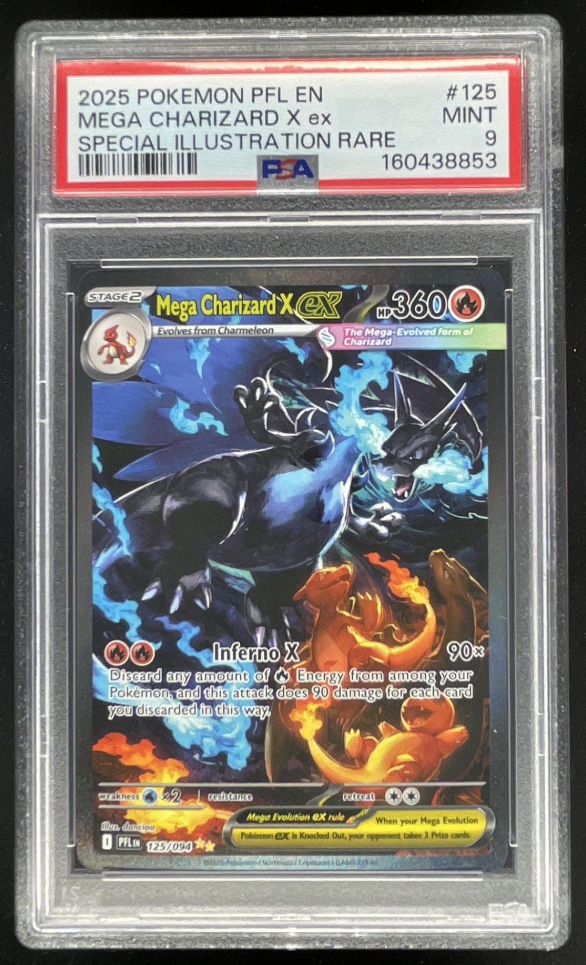 2025 Pokemon Phantasmal Flames #125/094 Mega Charizard X ex Special Rare PSA 9