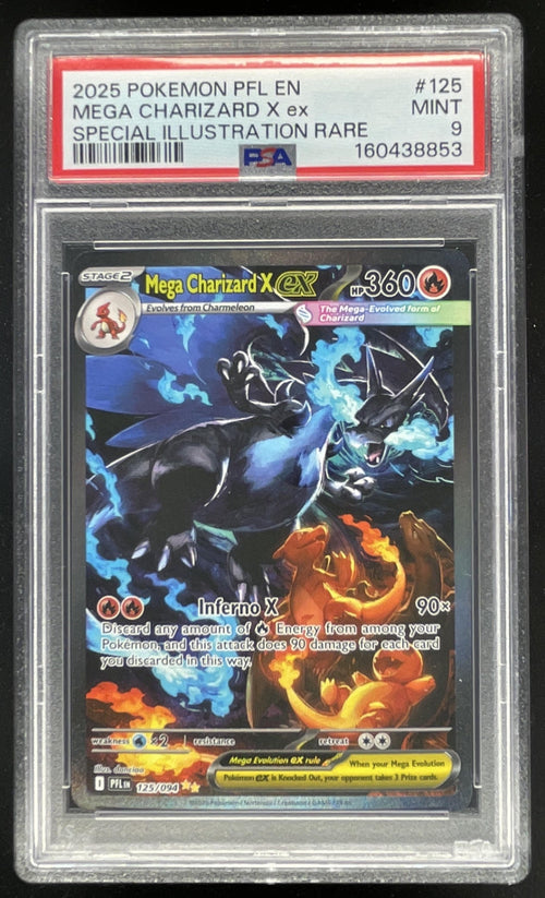 2025 Pokemon Phantasmal Flames #125/094 Mega Charizard X ex Special Rare PSA 9
