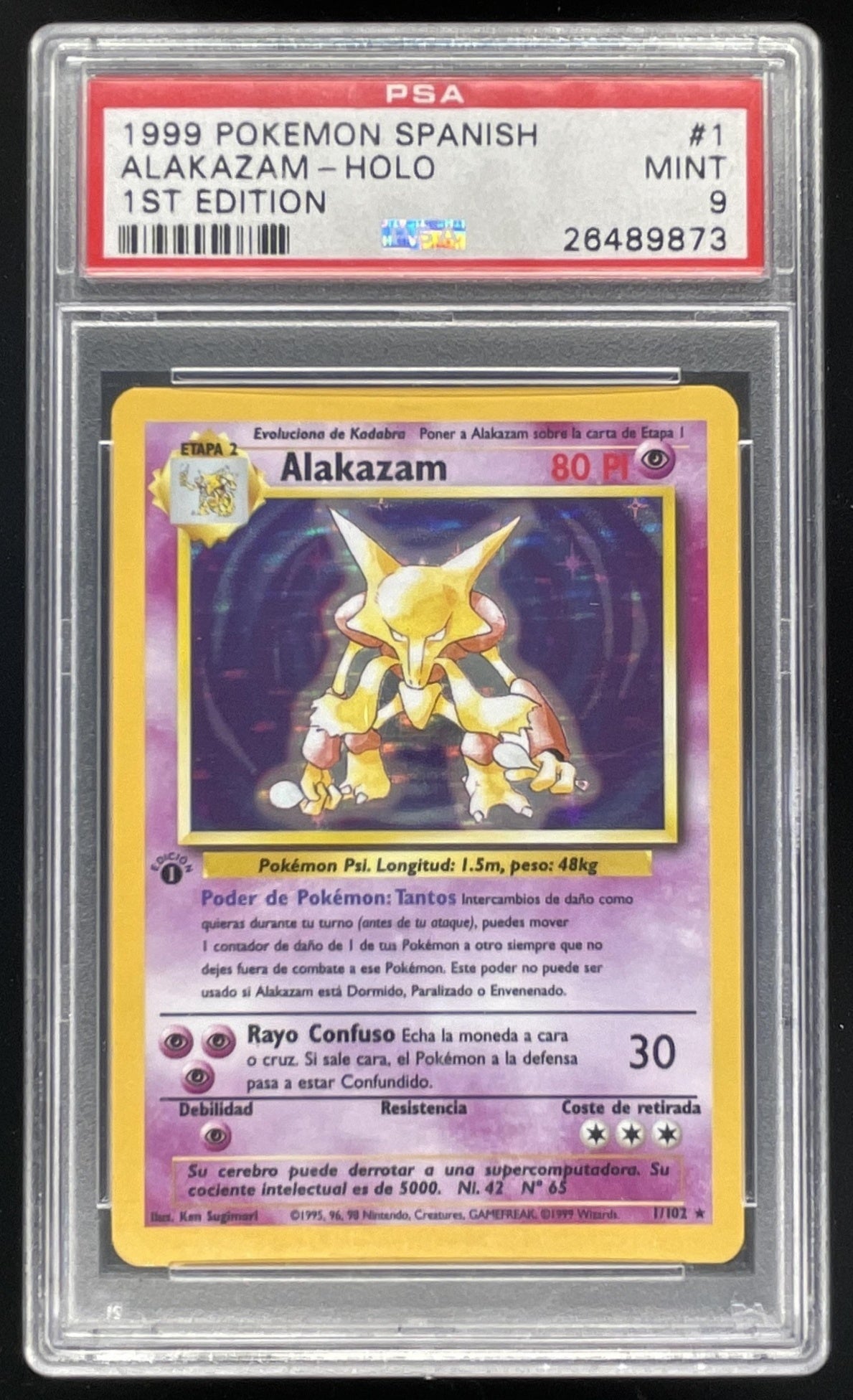 1999 Pokemon 1st Edition Set #1/102 Alakazam Holo PSA 9