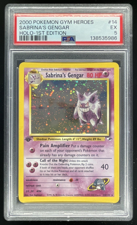 2000 Pokemon Gym Heroes 1st Edition #14/132 Sabrina's Gengar Holo PSA 5