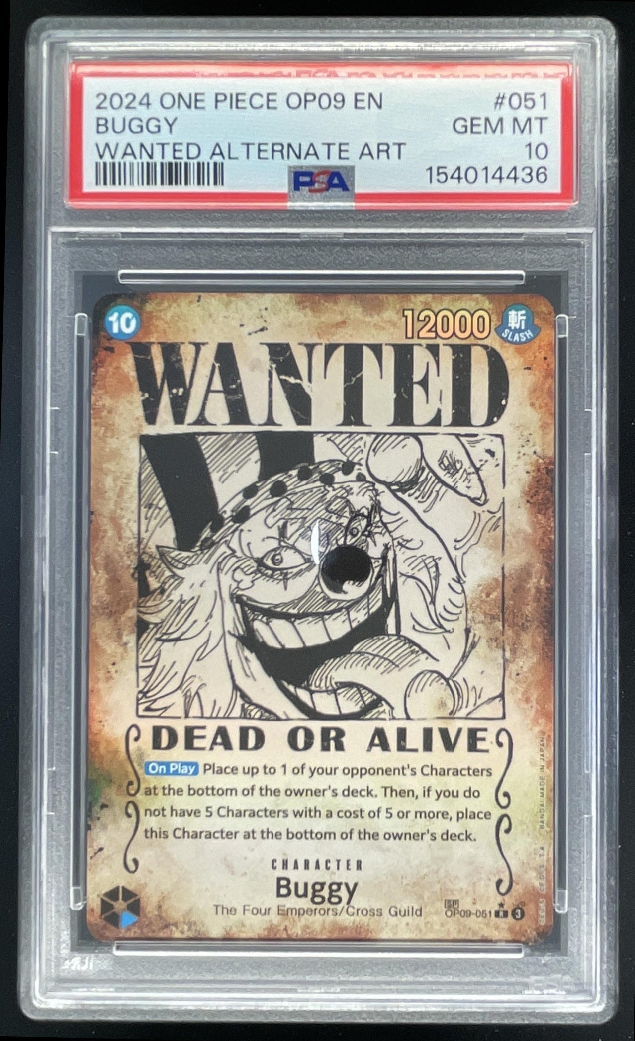 2024 One Piece Emperors in the New World Rare #OP09-051 Buggy PSA 10